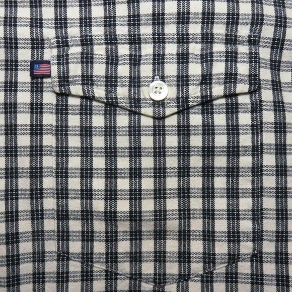 Vintage Ralph Lauren Polo Jeans Co L Black White Plaid Heavy Cotton Twill Shirt - Picture 8 of 10